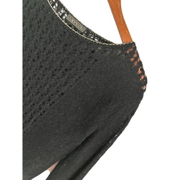 Vintage Capriccio Black Open Knit Sweater Womens Size S Soft Wool Blend Long Sle - Picture 7 of 12